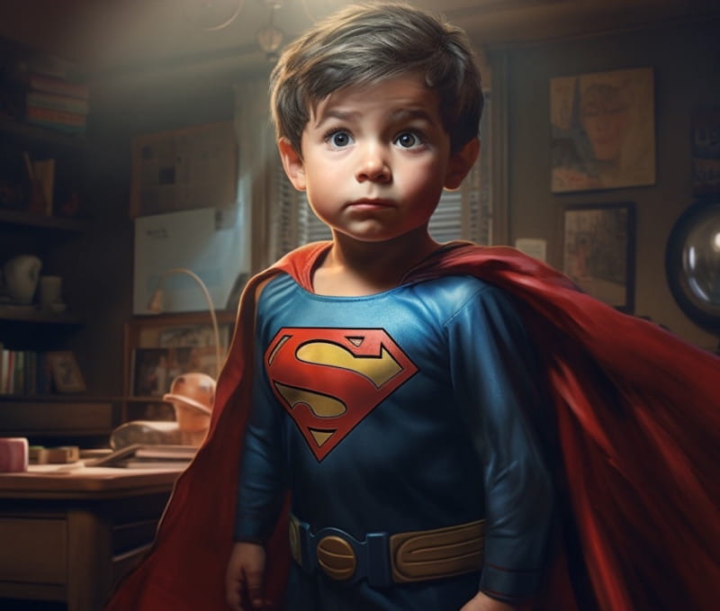 Illustration représentant un enfant habillé en superman, pour illustrer cet article sur la réponse à donner à la question "Où vous voyez vous dans 5 ans" quand elle est posée en entretien d'emabuche